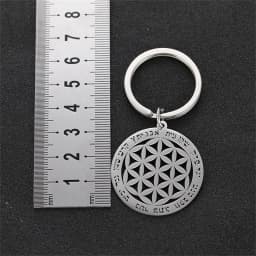 EUEAVAN Hollow Flower of Life Pendant Keychain Stainless Steel Religion Mandala Symbol Keyring Mystical Ancient Egyptian Jewelry