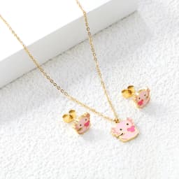 LUXUKISSKIDS Cute Girls Unicorn Sets of Necklace Pendant Earrings Stainless Steel Colorful Butterfly Jewelry Set Birthday Party
