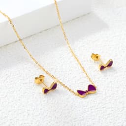 LUXUKISSKIDS Cute Girls Unicorn Sets of Necklace Pendant Earrings Stainless Steel Colorful Butterfly Jewelry Set Birthday Party