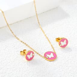 LUXUKISSKIDS Cute Girls Unicorn Sets of Necklace Pendant Earrings Stainless Steel Colorful Butterfly Jewelry Set Birthday Party