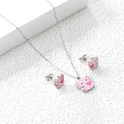 LUXUKISSKIDS Cute Girls Unicorn Sets of Necklace Pendant Earrings Stainless Steel Colorful Butterfly Jewelry Set Birthday Party