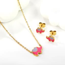 LUXUKISSKIDS Cute Girls Unicorn Sets of Necklace Pendant Earrings Stainless Steel Colorful Butterfly Jewelry Set Birthday Party