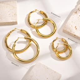 Circle Hoop Earrings for Women, Classic Stainless Steel 18k Gold Plated Minimalist Chunky Jewelry Hypoallergenic 30/40/50/60mm