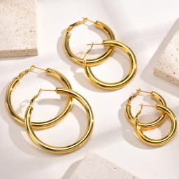 Circle Hoop Earrings for Women, Classic Stainless Steel 18k Gold Plated Minimalist Chunky Jewelry Hypoallergenic 30/40/50/60mm