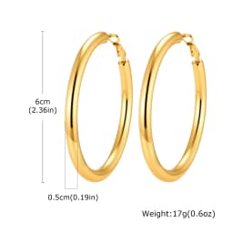 Circle Hoop Earrings for Women, Classic Stainless Steel 18k Gold Plated Minimalist Chunky Jewelry Hypoallergenic 30/40/50/60mm