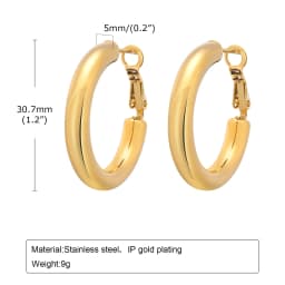 Circle Hoop Earrings for Women, Classic Stainless Steel 18k Gold Plated Minimalist Chunky Jewelry Hypoallergenic 30/40/50/60mm