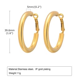 Circle Hoop Earrings for Women, Classic Stainless Steel 18k Gold Plated Minimalist Chunky Jewelry Hypoallergenic 30/40/50/60mm
