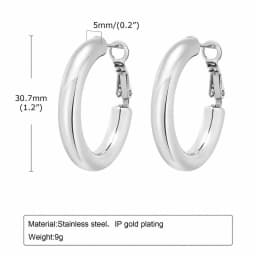 Circle Hoop Earrings for Women, Classic Stainless Steel 18k Gold Plated Minimalist Chunky Jewelry Hypoallergenic 30/40/50/60mm