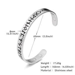 Teamer Stainless Steel Nordic Viking Runes Bangle Men Women Wicca Amulet Vintage Tree of Life Cuff Bracelet Jewelry Couple Gifts