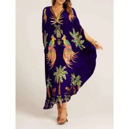 Women Bohemian Maxi Dresses 2026 Summer Loose V-neck Fashion Sexy Hipster Elegant Retro Printed Female Casual Long Robe Vestidos
