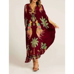 Women Bohemian Maxi Dresses 2026 Summer Loose V-neck Fashion Sexy Hipster Elegant Retro Printed Female Casual Long Robe Vestidos