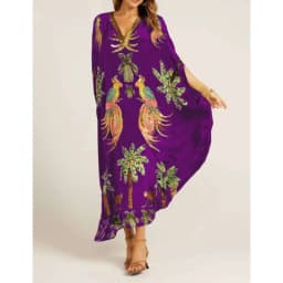 Women Bohemian Maxi Dresses 2026 Summer Loose V-neck Fashion Sexy Hipster Elegant Retro Printed Female Casual Long Robe Vestidos