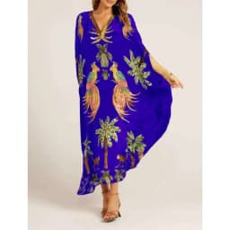 Women Bohemian Maxi Dresses 2026 Summer Loose V-neck Fashion Sexy Hipster Elegant Retro Printed Female Casual Long Robe Vestidos