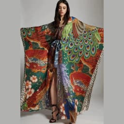 New Big Size Kimono Women Luxury Print Beachwear Cover Up Holiday Tunic Dress Bohemian Style Batwing Sleeve Maxi Dresses