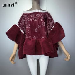 WINYI Summer Clothes Africa Pleated Elastic Casual Top Kawaii Jacket Beach Cover Up Women's T-Shirts Evening Dress