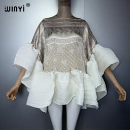 WINYI Summer Clothes Africa Pleated Elastic Casual Top Kawaii Jacket Beach Cover Up Women's T-Shirts Evening Dress