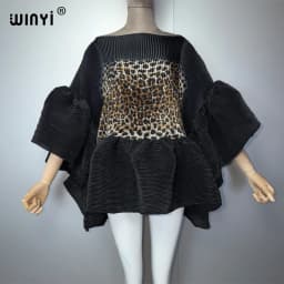 WINYI Summer Clothes Africa Pleated Elastic Casual Top Kawaii Jacket Beach Cover Up Women's T-Shirts Evening Dress
