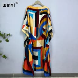 WINYI Dress Fashion Turkey Dresses Bohemia Print Dashiki Women Muslim Long Kaftan Summer Color African Dresses for Woman Vestido