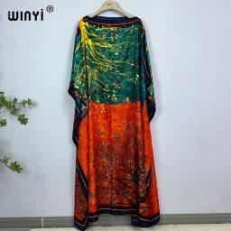 WINYI Dress Fashion Turkey Dresses Bohemia Print Dashiki Women Muslim Long Kaftan Summer Color African Dresses for Woman Vestido