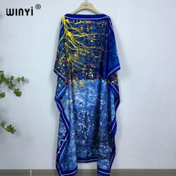 WINYI Dress Fashion Turkey Dresses Bohemia Print Dashiki Women Muslim Long Kaftan Summer Color African Dresses for Woman Vestido