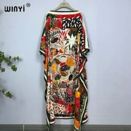 WINYI Dress Fashion Turkey Dresses Bohemia Print Dashiki Women Muslim Long Kaftan Summer Color African Dresses for Woman Vestido