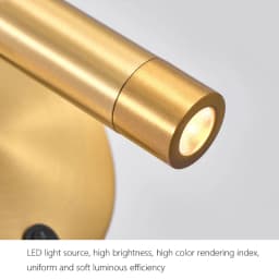 Nordic Bedside Wall Lamp Sconce with Switch Modern Minimalist Rotating Reading Lamp Spot Light 3W Black Brass for Aisle Bedroom