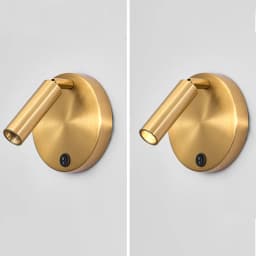 Nordic Bedside Wall Lamp Sconce with Switch Modern Minimalist Rotating Reading Lamp Spot Light 3W Black Brass for Aisle Bedroom