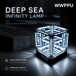 WWPPU Hypercube LED Table Lamp Multi-layer Mirror Infinity Projection Abyss Box Premium Acrylic Geek Room Decor Items