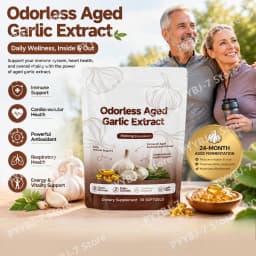 Aged Garlic Extract Softgels Odorless Fermented Garlic Supplement Powerful Antioxidant for Immune Heart Respiratory Health 30 Ct