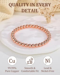 ARADOO Pure Copper Beaded Bracelet for Women Men Jewelry Gifts