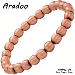 ARADOO Pure Copper Beaded Bracelet for Women Men Jewelry Gifts