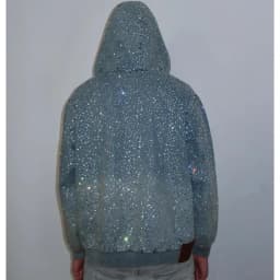 2026 New Y2k Streetwear Rhinestone Decorated Denim Hooded Jacket Men European American Fashion High Street Men's Loose Hoodie