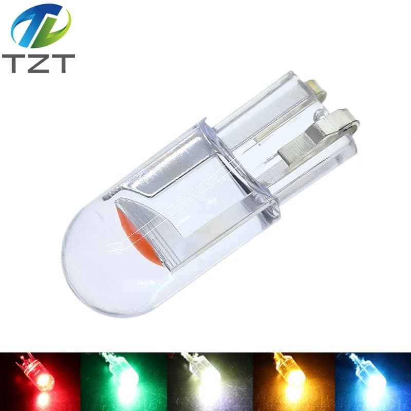 W5W 194 T10 Glass Housing Cob LED Car bulb 3000K 6000K White Green Blue Red Wedge License Plate Lamp Dome Light White Diedo
