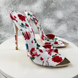 Sexy and fashionable printed slippers Shoes For Women's Sandals Summer Sexy Slippers Pointe Toe Thin Heels Stiletto Sandals12cm