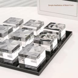 Modern Minimalist XO Square Crystal Chessboard Decorative,Black and White Crystal for Living Room Desktop Small Ornament