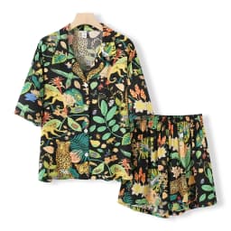 Tiger Animals Print Cotton Pajamas for Women Comfortable Sleepwear Ladies Pajamas Suit for Spring and Summer Ladies Homewear