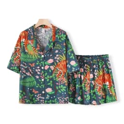 Tiger Animals Print Cotton Pajamas for Women Comfortable Sleepwear Ladies Pajamas Suit for Spring and Summer Ladies Homewear