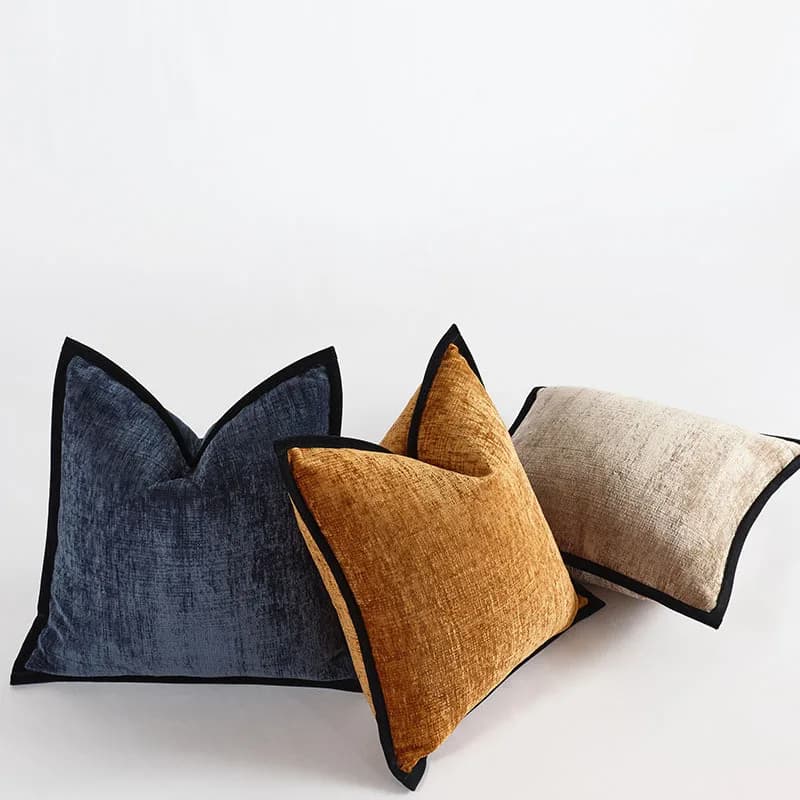 Plain Color Pillows Thick Chenille Cushion Case Modern Fashion Orange Green Decorative Pillow Cover For Sofa Chair Home Decorate