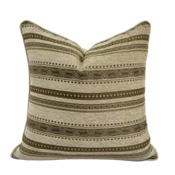 Vintage Classic Soft Heavy Chenille Beige Stripe Pipping Square Pillow Case Sofa Cushion Cover 45 X 45 cm 1 Piece Pack