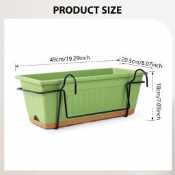 Balcony Railing Planter Plant Basket Fence Planter with Rack and Tray Flowerpot Window Box Planter for Deck Yard Countryside