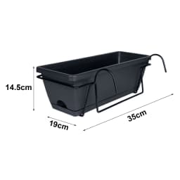 Balcony Railing Planter Plant Basket Fence Planter with Rack and Tray Flowerpot Window Box Planter for Deck Yard Countryside