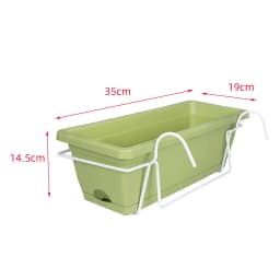 Balcony Railing Planter Plant Basket Fence Planter with Rack and Tray Flowerpot Window Box Planter for Deck Yard Countryside