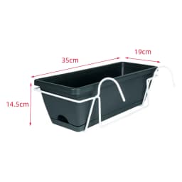 Balcony Railing Planter Plant Basket Fence Planter with Rack and Tray Flowerpot Window Box Planter for Deck Yard Countryside