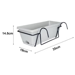 Balcony Railing Planter Plant Basket Fence Planter with Rack and Tray Flowerpot Window Box Planter for Deck Yard Countryside