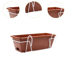 Balcony Railing Planter Plant Basket Fence Planter with Rack and Tray Flowerpot Window Box Planter for Deck Yard Countryside