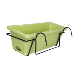Balcony Railing Planter Plant Basket Fence Planter with Rack and Tray Flowerpot Window Box Planter for Deck Yard Countryside