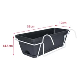 Balcony Railing Planter Plant Basket Fence Planter with Rack and Tray Flowerpot Window Box Planter for Deck Yard Countryside