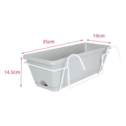 Balcony Railing Planter Plant Basket Fence Planter with Rack and Tray Flowerpot Window Box Planter for Deck Yard Countryside