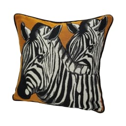 Fashion Luxurious Zebra Jacquard Woven Orange Velvet Pipping 47x 47 cm Pillow Case Home Decor Armchair Sofa Cushion Cover