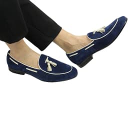 Penny Blue Loafer Men Shoes Fashion Tassel One-step Summer Casual Daily Office Shoes for Men Cow Suede High Quality Customized
